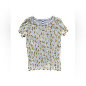 Old Navy Size 5T Lemon Print Ribbed Lettuce Edge Tee